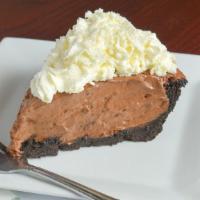 Chocolate Cream Pie · Dairy, egg, wheat, soy, and vegetarian. An oreo cookie crust filled with dark chocolate mous...