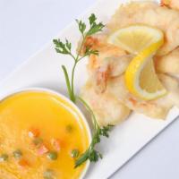 A16 Lemon Shrimp · fried shrimps w/ lemon sauce on the side
