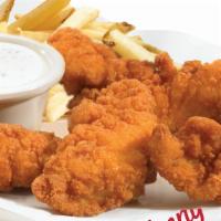 Chicken Tenders · Lightly breaded, crispy chicken tenders with choice of BBQ, housemade ranch, or honey mustar...
