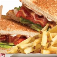 Blt · Thick-cut apple-wood smoked bacon, crisp leaf lettuce, fresh tomatoes and mayonnaise on sour...