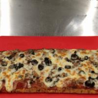 Square Pizza · Thick crust traditional pizza over 16