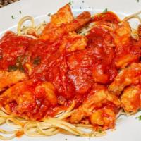 Shrimp Fra Diavolo · Spicy marinara sauce with a touch of wine.