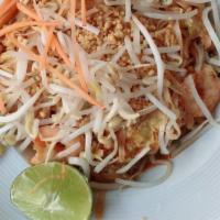 Pad Thai Noodles · Served with choice of protein.