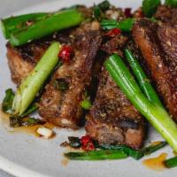 Cumin Spare Ribs · berkshire pork, xian spice, bird's eye chili, scallion, mike's hot honey