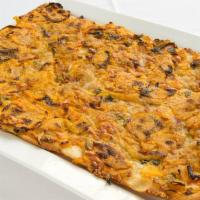 Zucca · Flatbread topped with butternut squash, gruyere cheese, caramelized onions, bread crumbs, an...