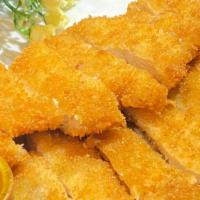 Chicken Katsu · Cutlet deep fried in light batter with sauce on the side. Served with white rice or brown ri...