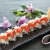 Yummy Roll · Two pieces of shrimp tempura topped with spicy tuna.
