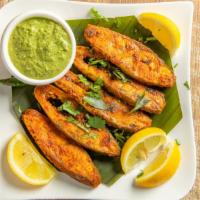 Pomfret Tawa Fry · Pomfret Fish/House Marinade Grilled to perfection (GF)