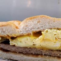 Sausage, Egg And Cheese Sandwich · Sausage Patty, Eggs and Cheese on a roll