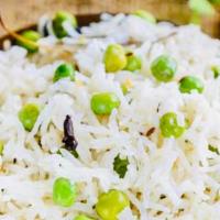 Basmati Rice With Green Peas · Vegan, gluten free. Basmati rice and green peas.