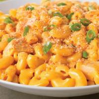 Buffalo Chicken Mac · Crispy chicken tossed in buffalo sauce on top of cavatappi noodles with homemade cheese sauce.