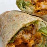 Buffalo Chicken Wrap · Lettuce, tomato, blue cheese dressing & choice of wing or buffalo sauce