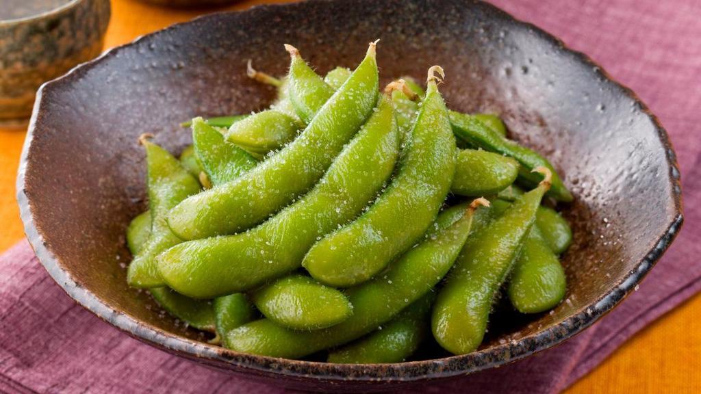 Edamame · Japanese Soy bean boiled mixed with salt.