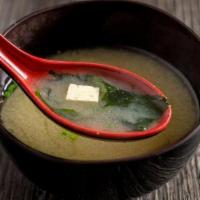 Miso Soup · Tofu, Scallion, seaweed.