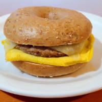Egg Sandwich · A Blue State Coffee favorite! Includes cage free eggs and your choice of cheese on a bagel o...