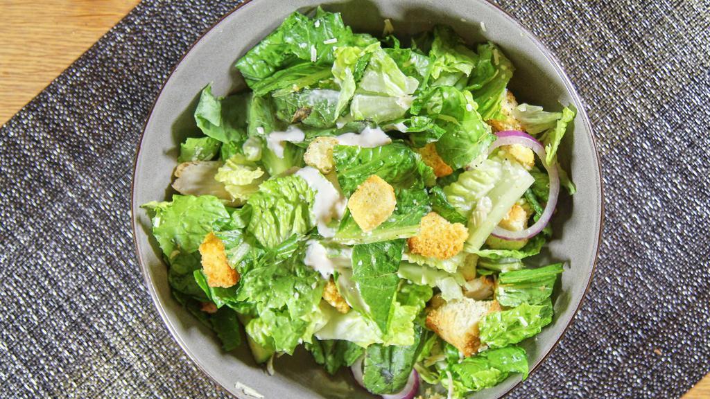 Chicken Caesar Salad · Romaine lettuce, croutons, parmesan cheese, and chicken.