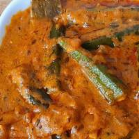 Bhindi Masala · Vegetarian. Gluten-Free. Okra sauteed with onions and spices.