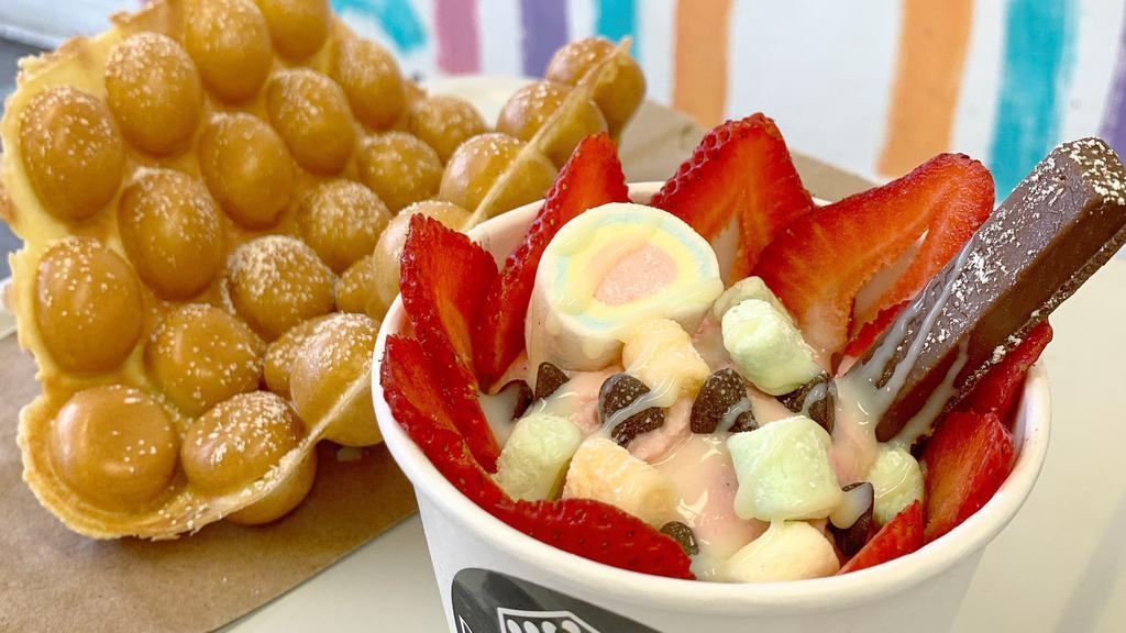 Bubble Waffle Set · Includes: Bubble Waffle, Ice Cream (1scoop), 2 Toppings, 1 Syrup