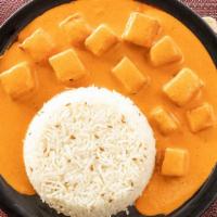 Paneer Makhani · Cubes of soft Indian cottage cheese finished in a rich tomato cream sauce.