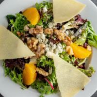 Barosa Salad · Mixed greens, caramelized walnuts, orange slices, gorgonzola, and parmigiano cheese.