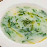 Caldo Verde Com Ou Sem Linguica · Potato and collard greens soup with or without slices of Brazilian pork sausage