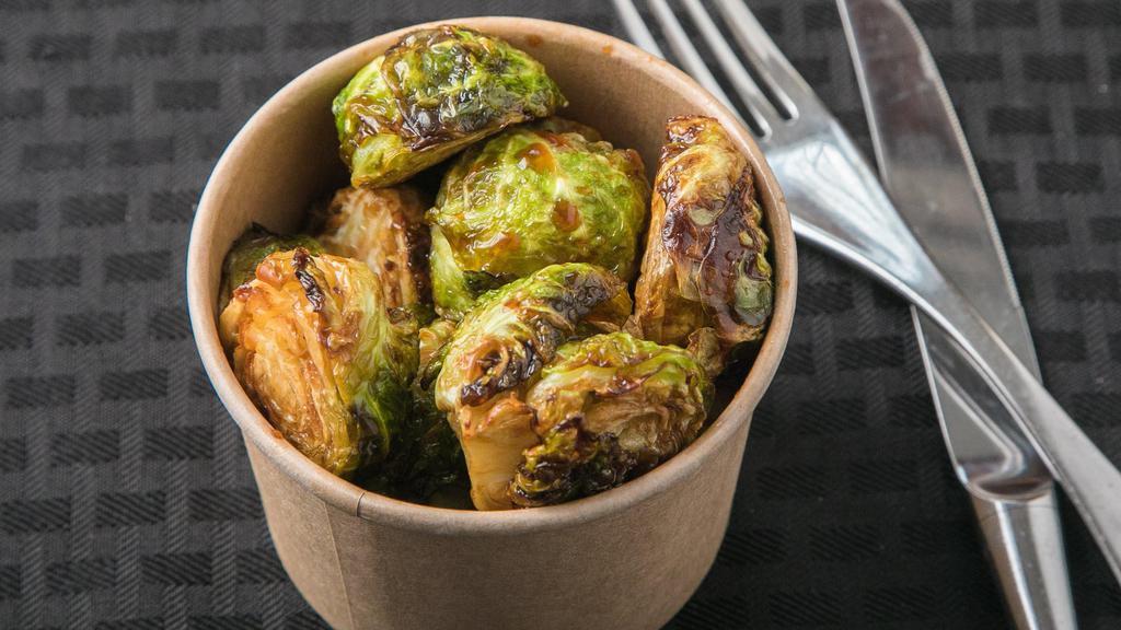Fried Brussel Sprouts · Balsamic & Soy Marinated Brussel Sprouts Flash Fried to Perfection