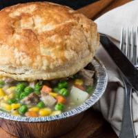 Chicken Pot Pie · Personal Sized, made with Slow Roasted Chicken, Peas, Carrots, Potatoes and a Rich and Cream...