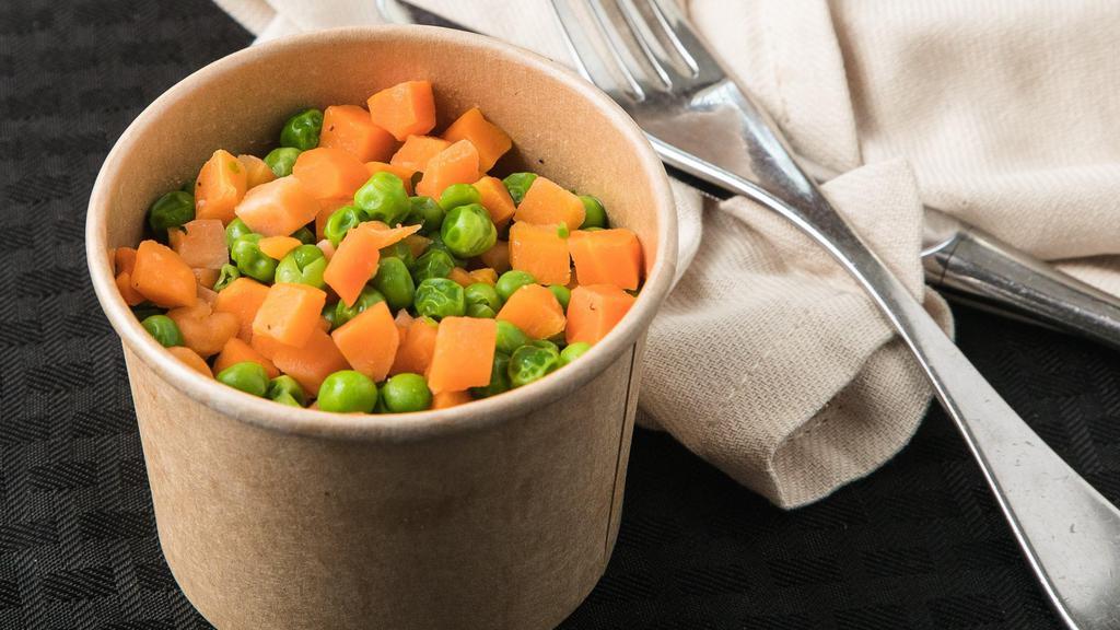 Peas & Carrots · Classic, Quick Poached Combo of Peas & Carrots topped with Sea-Salt & Black Pepper
