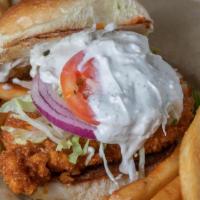 Buffalo Chicken Sandwich · 6oz Fresh Chicken, Hand Battered and Flash Fried to perfection, tossed in our House Made Buf...