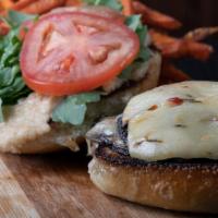 Portobello Burger (Vegetarian) · Grilled Portobello Mushroom  Served on a Hudson Bakery, Parker House, Butter Toasted Bun top...