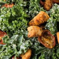 Hooked Jc Caesar Salad · Hand Torn Kale, Caesar Dressing, Mediterranean Roasted Tomatoes and Fresh Made Croutons.