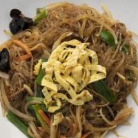 Japchae Noodles · Glass noodles with sauteed vegetables