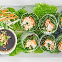 Summer Roll · Mixed veggies, thin noodles wrapped with rice paper roll served with dumplings sauce and gro...