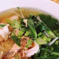 Chef’S Bowl · Soup filled with Egg noodles, pork dumplings, Chinese broccoli (when in season), bean sprout...