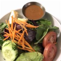 Thai Salad (Vegetarian) · Lettuce, mixed green, tomato, tofu, carrot, cucumber, avocado with peanut dressing.