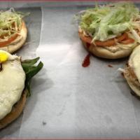 Greek Burger · Feta cheese and tomatoes.