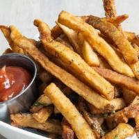 Old Bay Spiced Fries · cocktail sauce