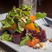 Insalata Di Barbabietole · Yellow and red beets, string beans, Goat cheese, arugula, and hazelnuts. (Gluten-Free option...