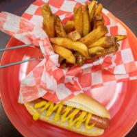 Single Hot Dog · Mustard, relish, sauerkraut, onions.