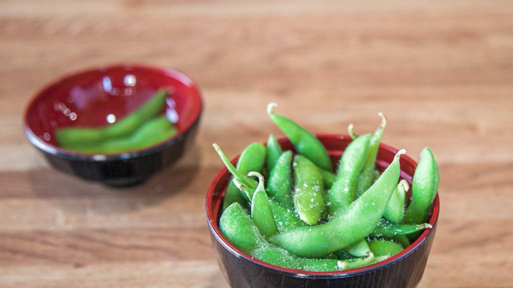 Edamame · Steamed soybeans, lightly salted.