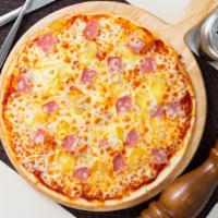 The Hawaiian Pizza · Delicious pizza made with slices of ham, fresh pineapple, pizza sauce, and mozzarella cheese.