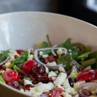 Chopped Salad · romaine \ grapes \ blue cheese \ tomato \  bacon \ egg \ red onion \ sunflower seeds \ cream...