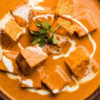 Shahi Paneer · Fresh home made cubed cottage cheese cooked in a creamy onion & tomato gravy. Served with Ba...
