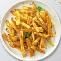 Get The Garlic Fries · (Vegetarian) Idaho potato fries cooked until golden brown and tossed with chopped garlic.