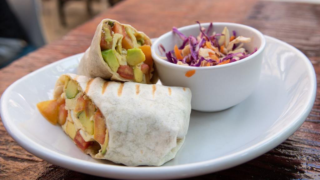 Egg Whites Veggie Burrito · A whole wheat wrap with three egg whites, spinach, mushroom, and swiss cheese.