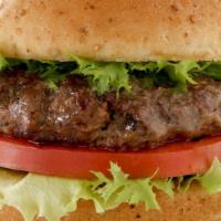 Hamburger · Delicious Beef Burger grilled to perfection and topped with lettuce, tomato, and pickles. Se...