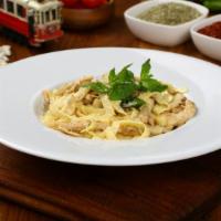 Shrimp Fettuccine Pasta · Fresh shrimp fettuccine pasta on customers choice of sauce, vegetable, and cheese.