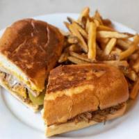 Cuban Sandwich · House Slow Roasted Pulled Pork, Ham, Swiss, Pickles & Mustard on Buttery Pressed Club Roll, ...
