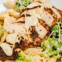 Chicken Ceasar Salad · Romaine lettuce, cucumbers, tomato, croutons, chicken, parmesan cheese