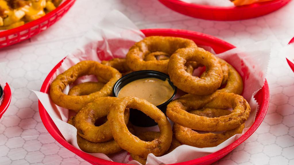 Onion Rings · Beer battered onion rings.